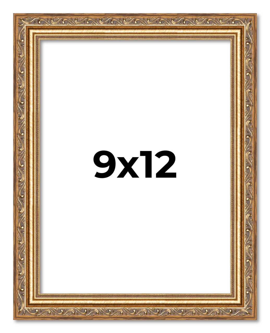 9x12 Solid Wood Antique Picture Frame with UV-Resistant Acrylic & Acid-Free Backing, Available in 4 Finishes: Bronze, Gold, Silver, and Gold with Black
